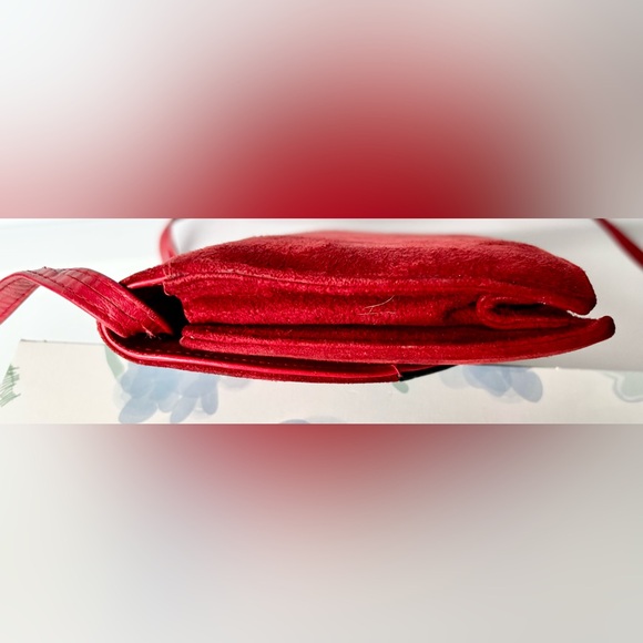 Vintage Italian Leather & Suede Mini Crossbody Bag in Red & Black colors - Picture 6 of 12